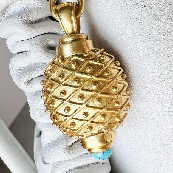 Rare Retired Julie Vos Gold-Tone Turquoise Pendant Charm Keychain Resort Coastal - Picture 12 of 15